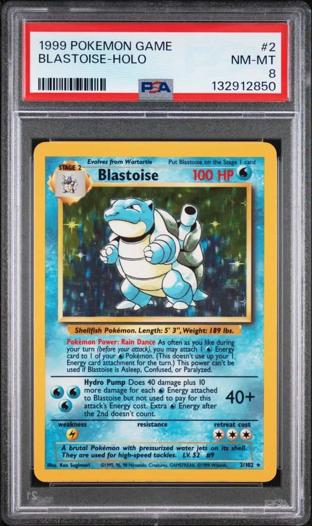 1999 POKEMON BASE SET UNLIMITED #2 BLASTOISE-HOLO PSA 8