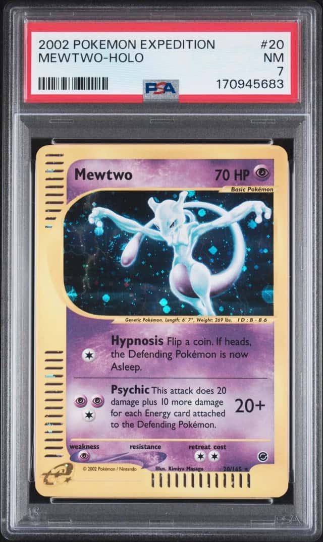 2002 POKEMON EXPEDITION #20 MEWTWO-HOLO PSA 7