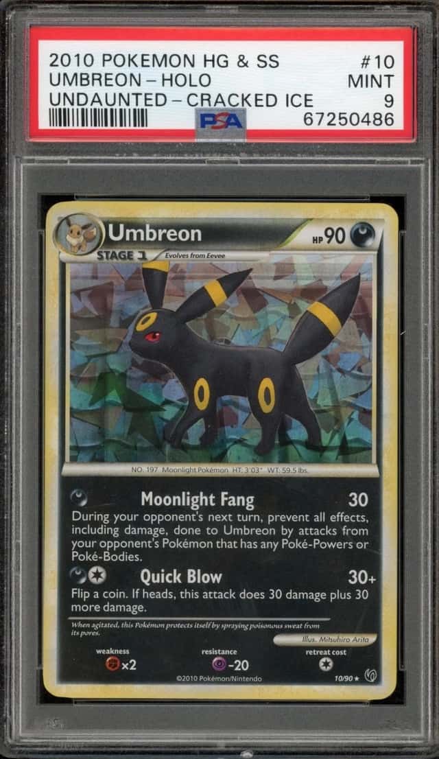 Pokemon Umbreon Holo Heartgold & Soulsilver Undaunted 10/123 Cracked Ice PSA 9
