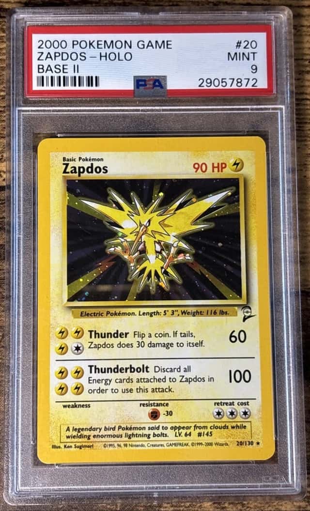 2000 Pokemon Base Set 2 Zapdos Holo #20 PSA 9 MINT Vintage WOTC