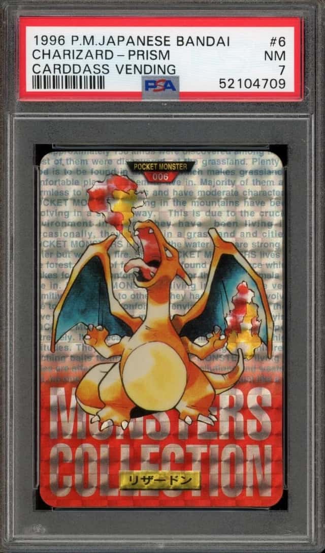 Pokemon Charizard Prism Bandai Carddass Vending 6 Japanese PSA 7
