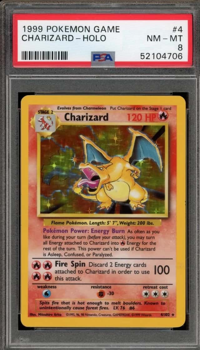 Pokemon Charizard Holo Base Set Unlimited 4/102 PSA 8