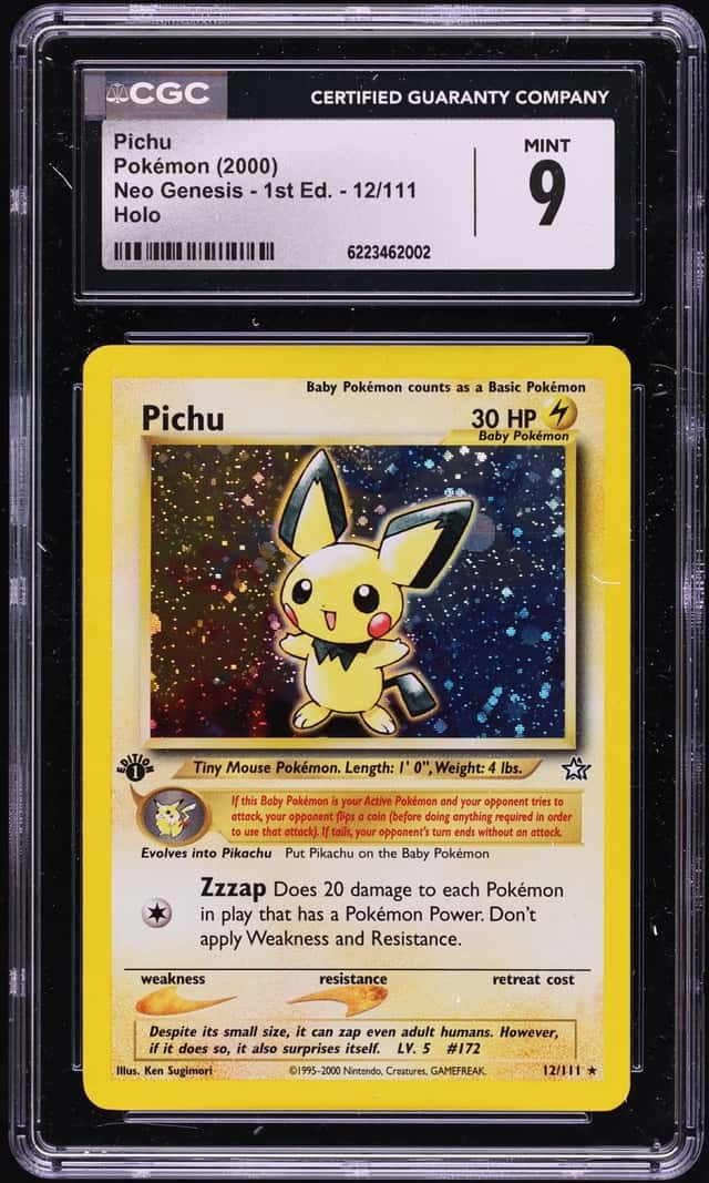 2000 Pokemon Neo Genesis 1st Edition Holo Pichu #12 CGC 9 MINT