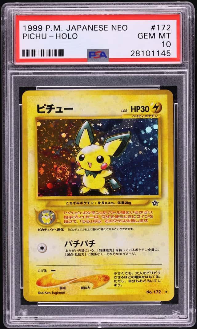 1999 Pokemon Japanese Neo Holo Pichu #172 PSA 10 GEM MINT