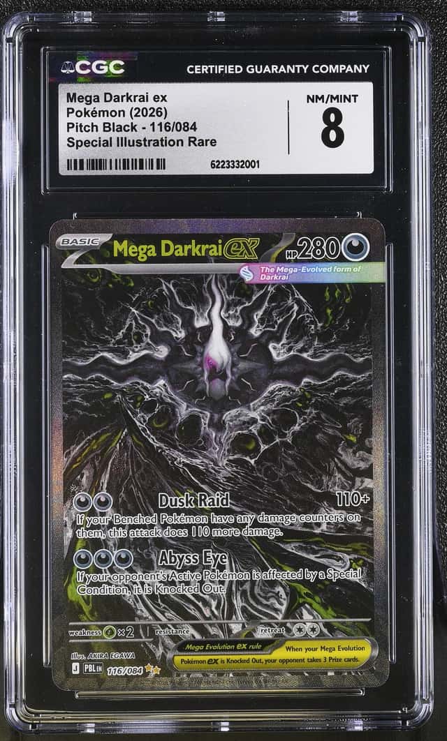 2026 Pokemon Mega Evolution Pitch Black SIR Mega Darkrai EX #116 CGC 8 NM-MT