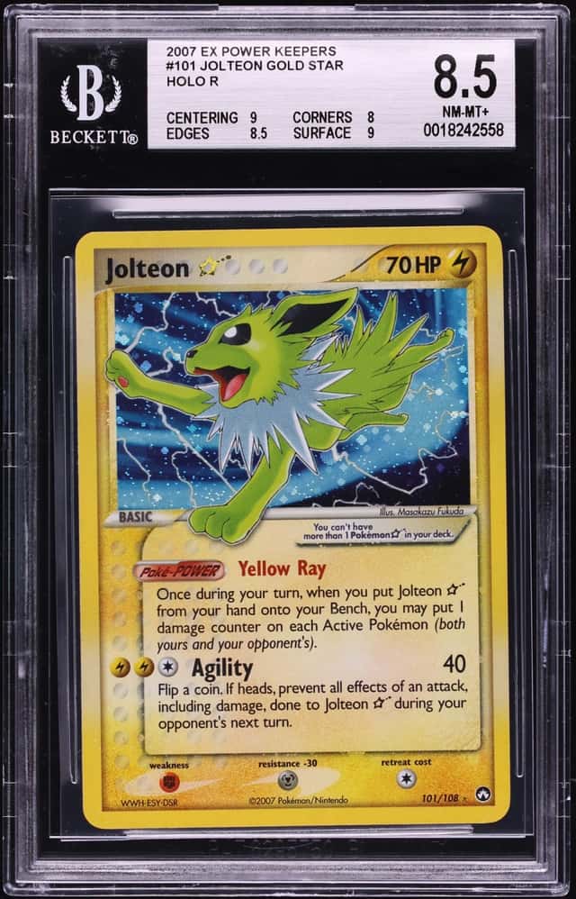 2007 Pokemon EX Power Keepers Reverse Holo Jolteon Gold Star #101 BGS 8.5 NM-MT+