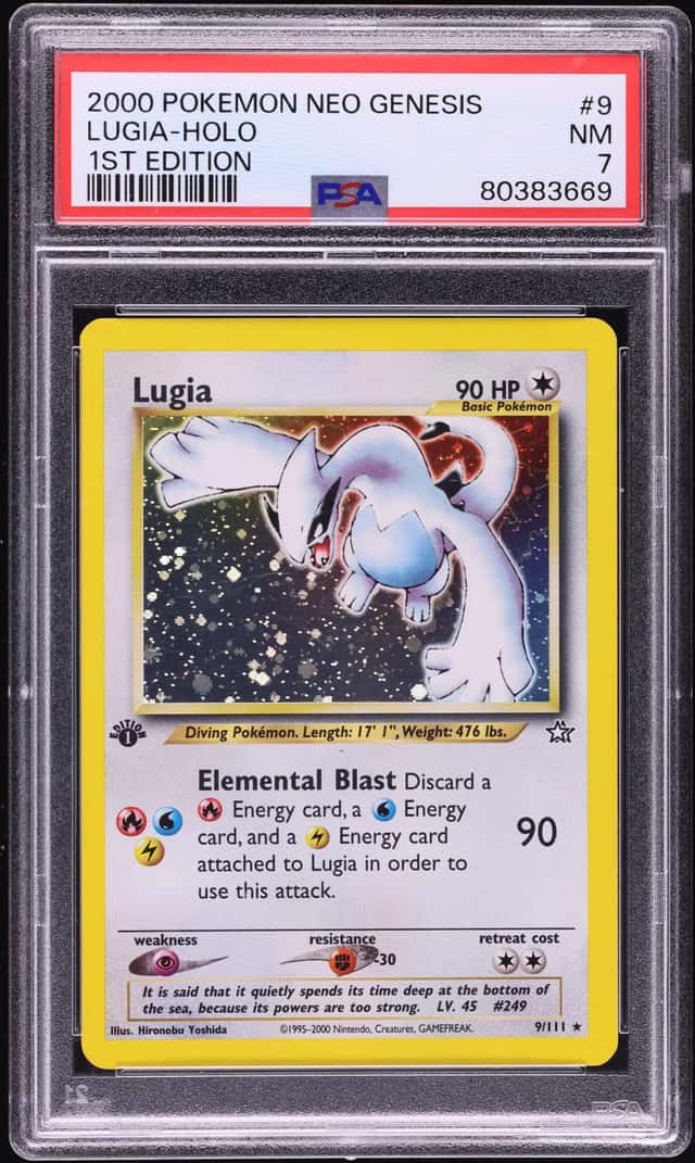 2000 Pokemon Neo Genesis 1st Edition Holo Lugia #9 PSA 7 NRMT