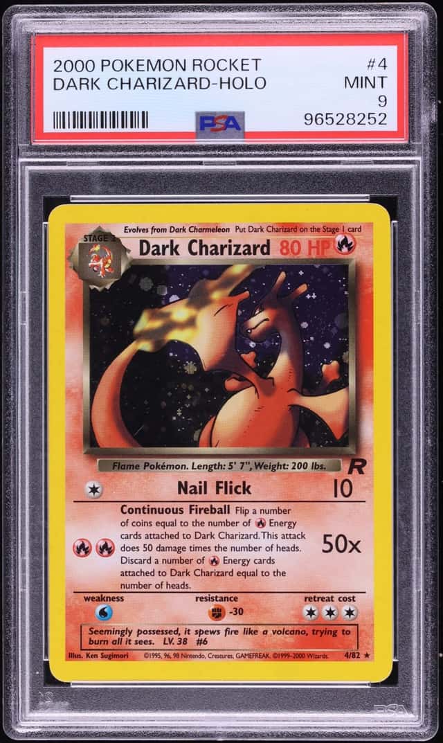 2000 Pokemon Team Rocket Holo Dark Charizard #4 PSA 9 MINT