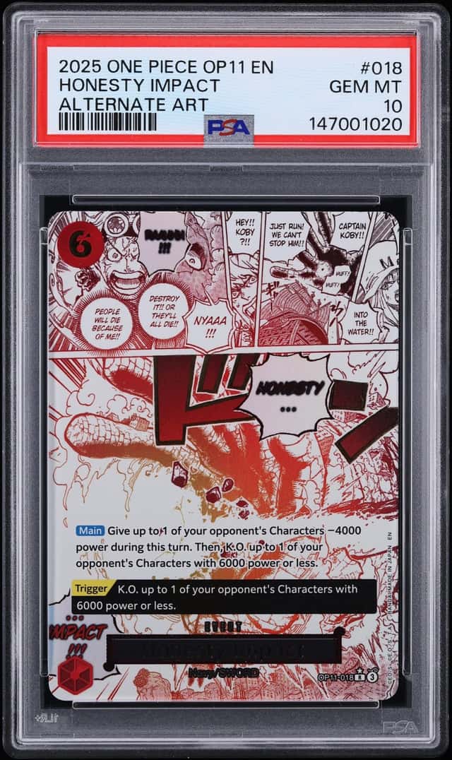 2025 One Piece A Fist Of Divine Speed Manga Alt Art Honesty Impact #OP11-018 PSA 10 GEM MINT