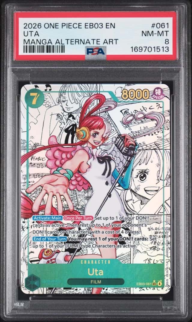 2026 ONE PIECE EB03-EXTRA BOOSTER -ONE PIECE HEROINES EDITION- #061 UTA PSA 8