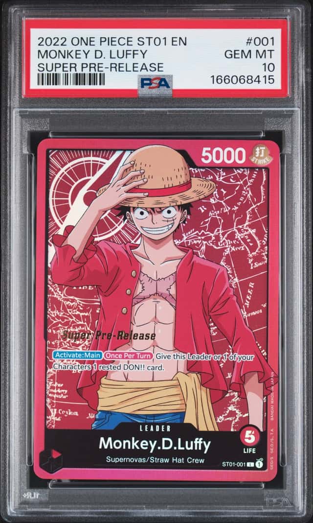 2022 One Piece ST01 EN Super Pre-Release #001 Monkey D Luffy PSA 10