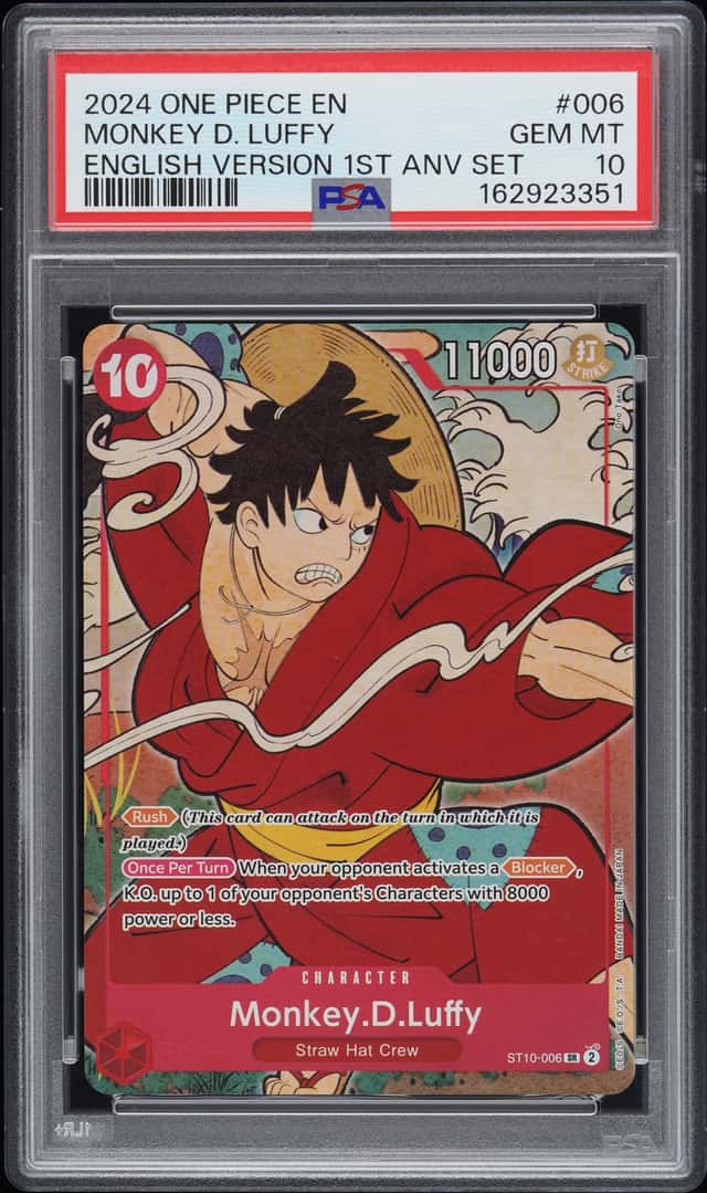 2024 ONE PIECE ENGLISH VERSION 1ST ANNIVERSARY SET #006 MONKEY D. LUFFY PSA 10