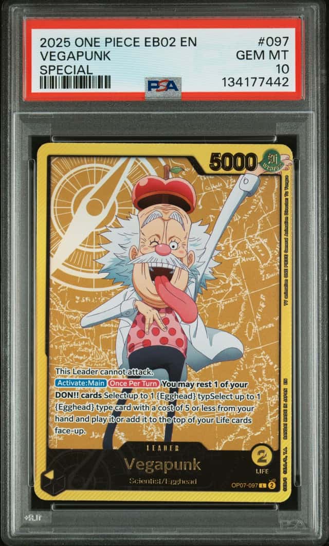 2025 One Piece EB02 EN Special Gold Leader #097 Vegapunk PSA 10 GEM MINT