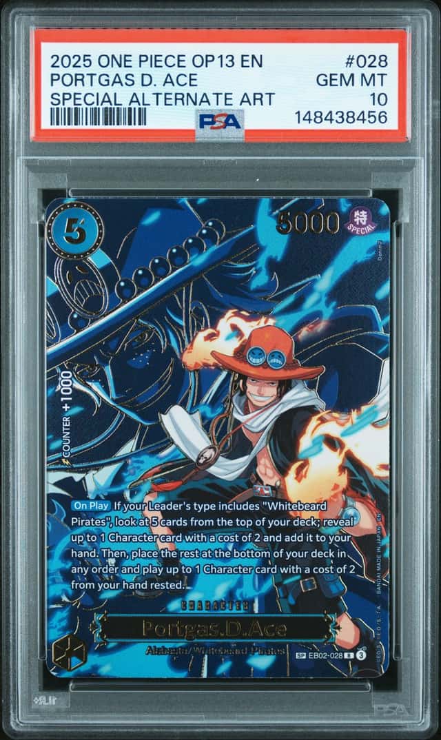2025 One Piece OP13 EN Special Alternate Art #028 Portgas D Ace PSA 10 GEM MINT