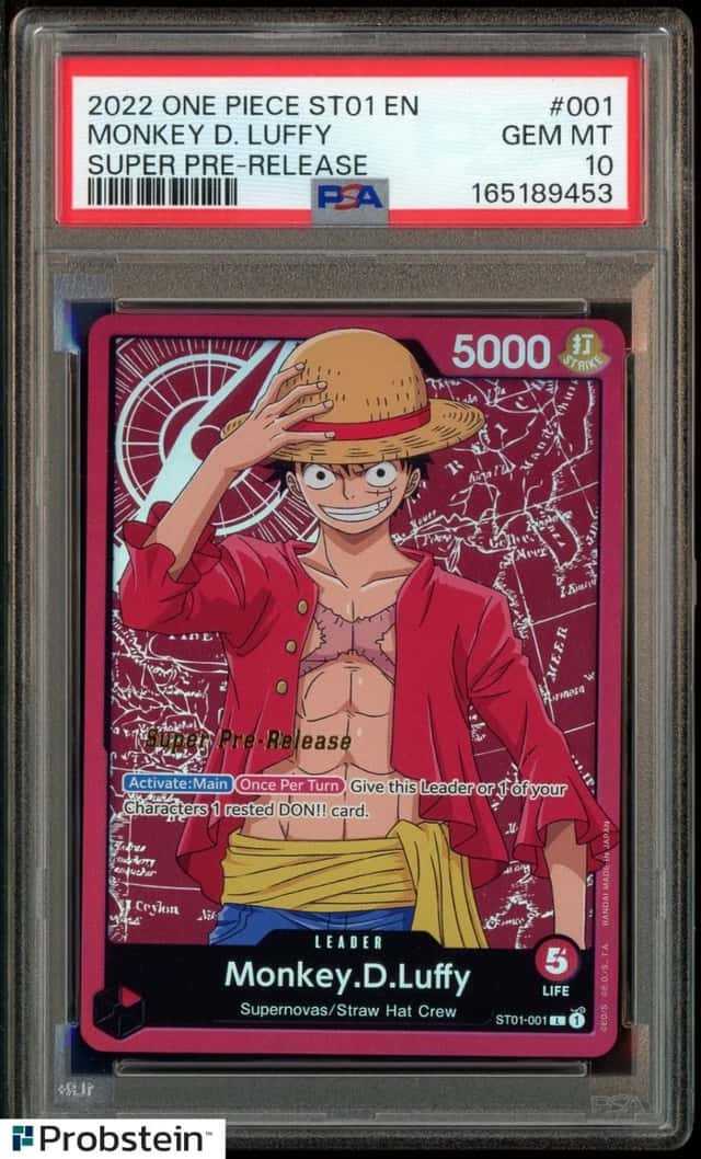 2022 One Piece ST01 EN Super Pre-Release #001 Monkey D Luffy PSA 10