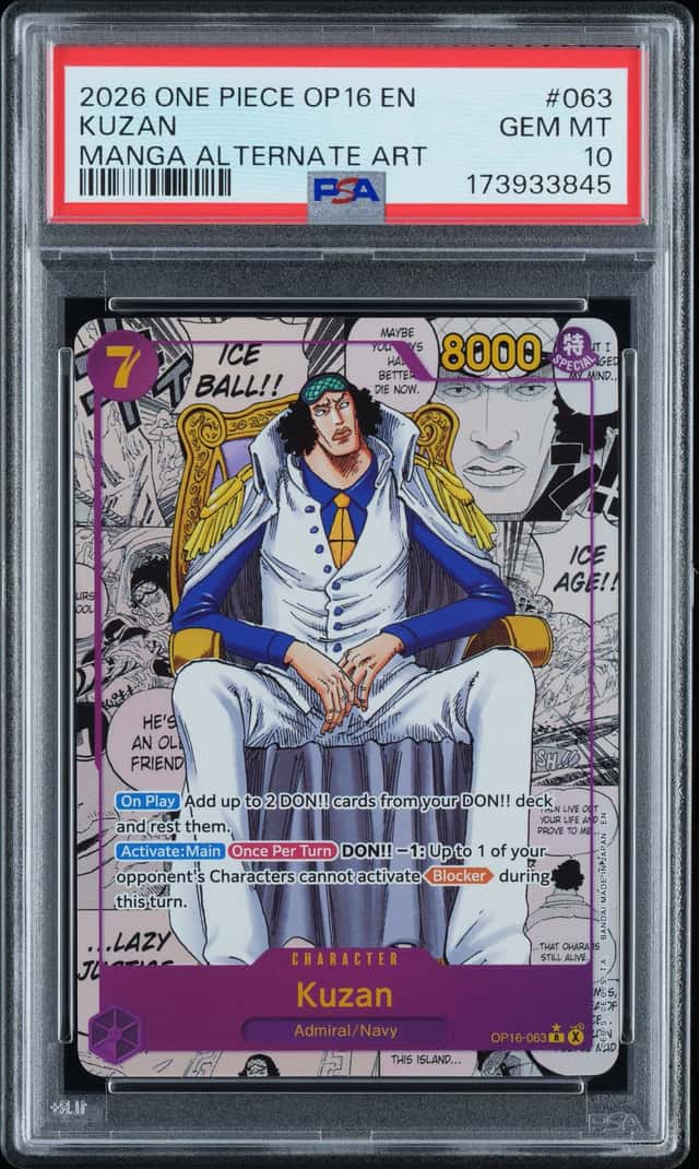 2026 One Piece TCG Time Of Battle OP16-063 Kuzan Manga Art Rare Foil PSA 10