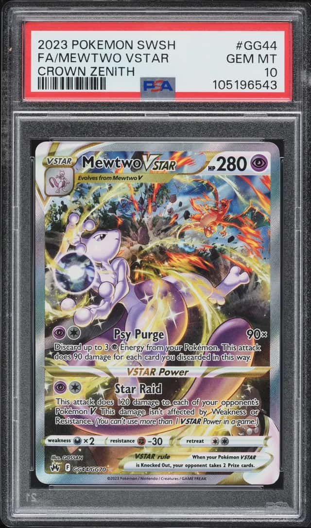 2023 Pokemon Sword & Shield Crown Zenith Alt Art Mewtwo VSTAR #GG44 PSA 10 GEM MINT