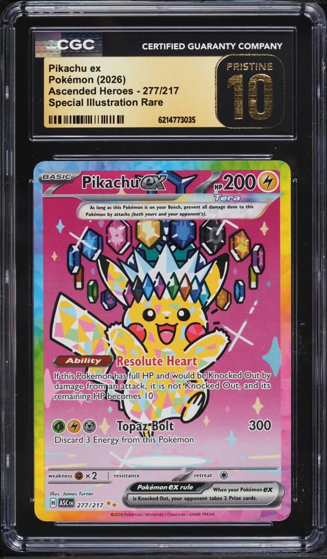 2026 Pokemon Mega Evolution Ascended Heroes SIR Pikachu Ex #277 CGC 10 PRISTINE