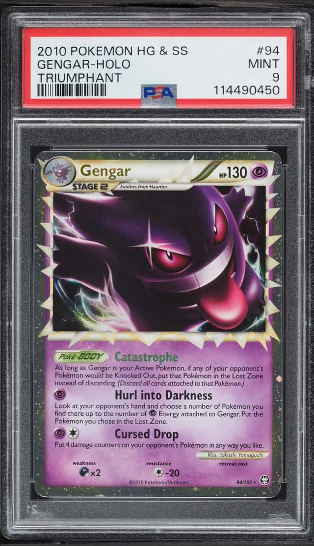 2010 Pokemon HeartGold & SoulSilver Triumphant Holo Gengar #94 PSA 9 MINT