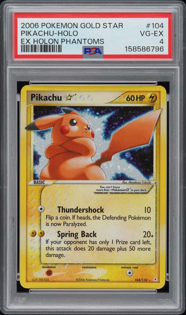 2006 Pokemon Gold Star EX Holon Phantoms #104 Pikachu Holo PSA 4 VG-EX