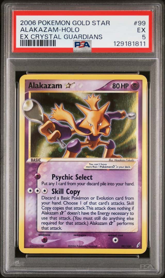 2006 Pokemon Gold Star Ex Crystal Guardians #99 Alakazam Holo PSA 5 EX