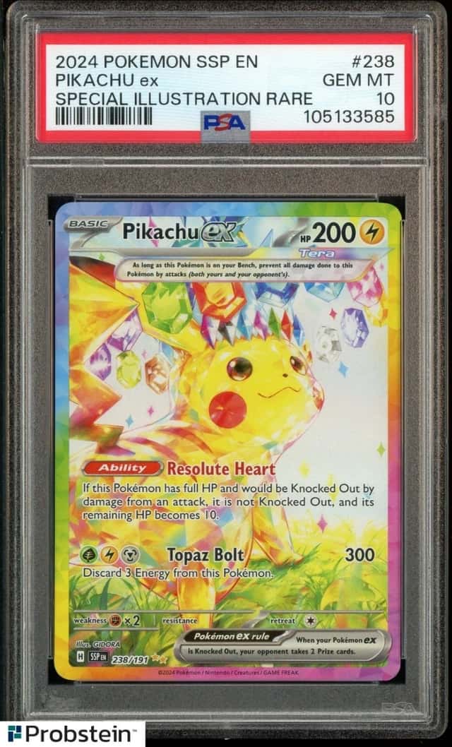 2024 Pokemon Surging Sparks Special Illustration Rare #238/191 Pikachu ex PSA 10