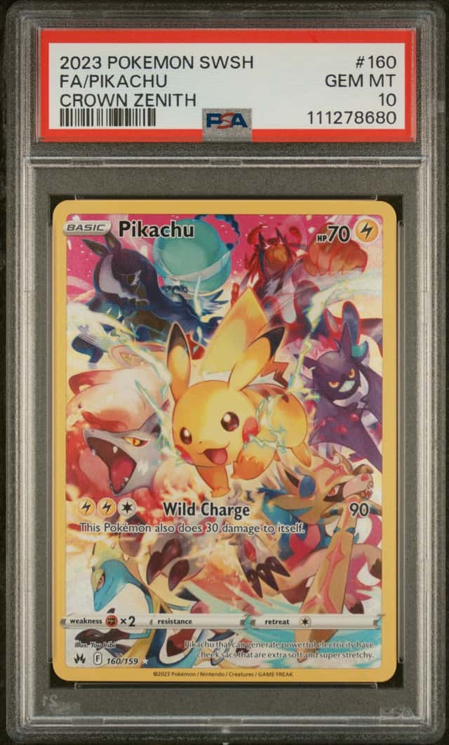 111278680 Pikachu 2023 Pokemon Sword & Shield Crown Zenith #160/159 PSA 10