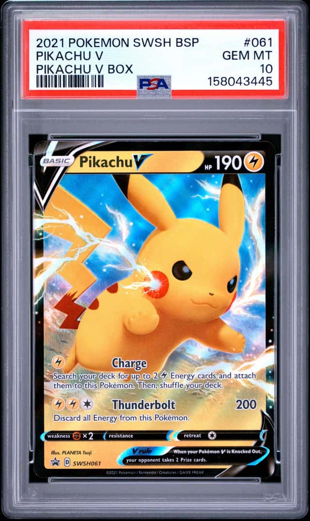 2021 Pokemon SWSH Pikachu V Box Black Star Promo #061 PSA 10 Gem Mint Card