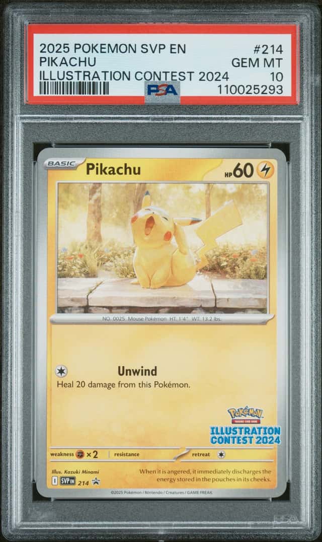 Pokemon 2025 Pikachu 214 Black Star Promo Illustration Contest 2024 PSA 10