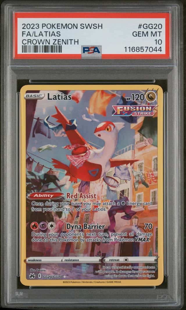 Pokemon 2023 Latias GG20/GG70 Full Art Crown Zenith GEM MINT PSA 10