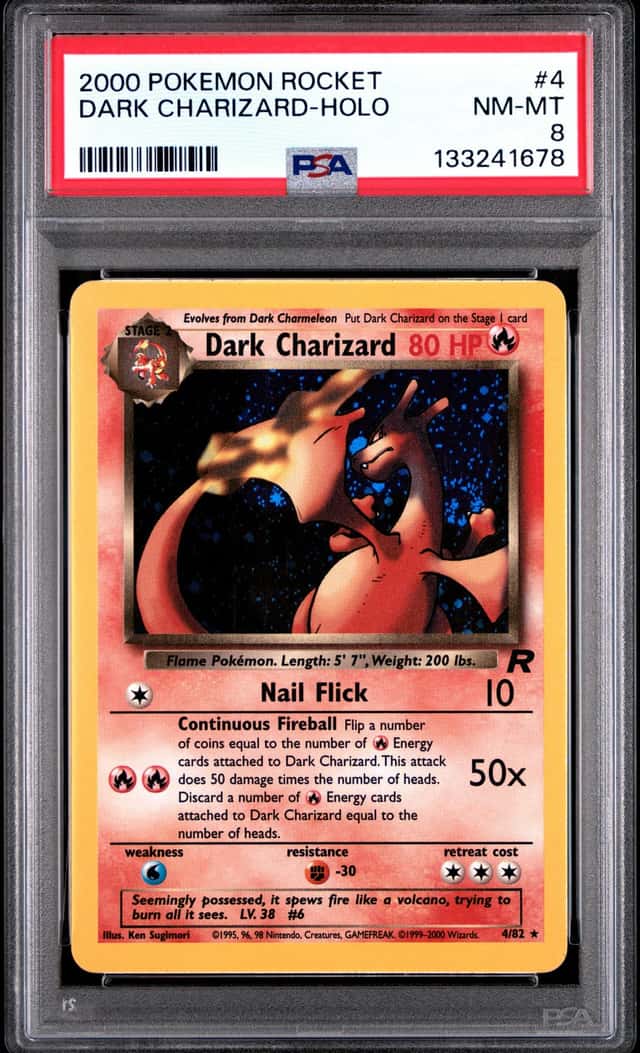 Pokemon 2000 Dark Charizard 4/82 Holo Rare Team Rocket PSA 8