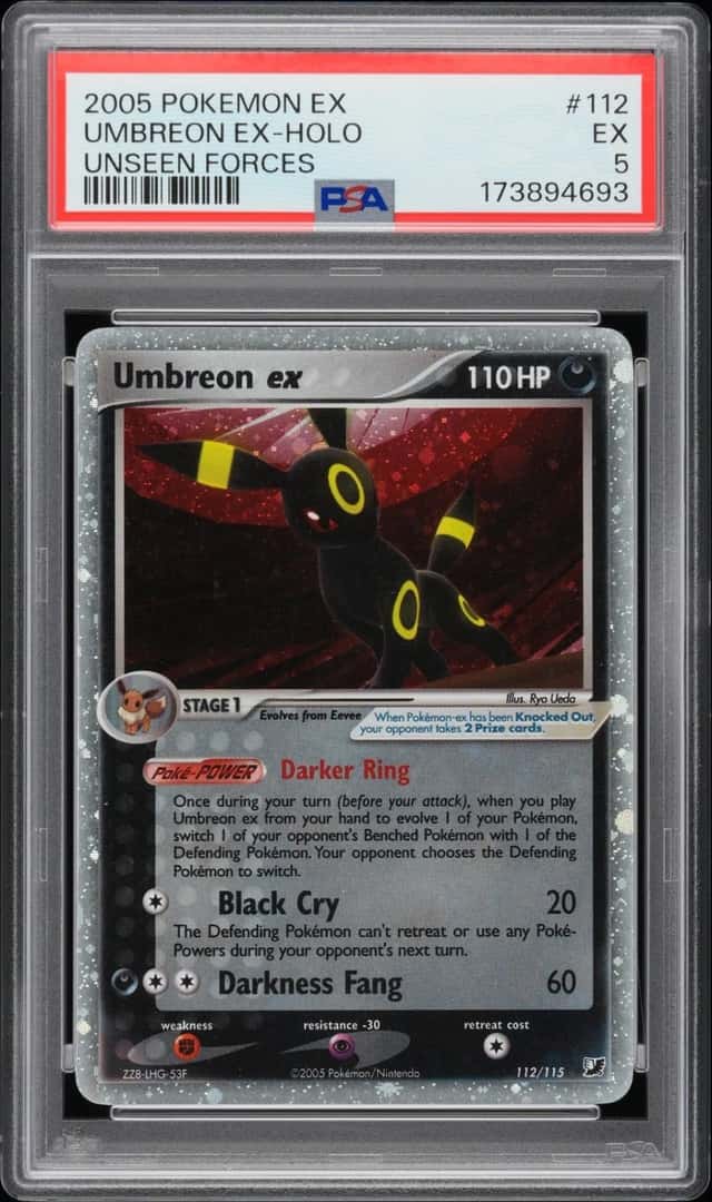2005 POKEMON EX UNSEEN FORCES #112 UMBREON EX-HOLO PSA 5