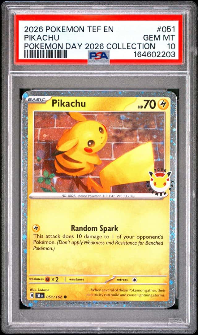 Pokemon Pikachu Temporal Forces 051/162 Pokemon Day 2026 Coll. PSA 10 Gem Mint