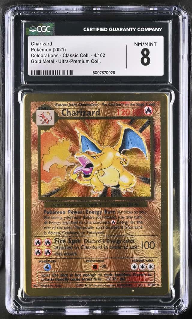 Pokemon Charizard 4 Gold Metal Promo Celebrations Ultra-Premium Coll. CGC 8