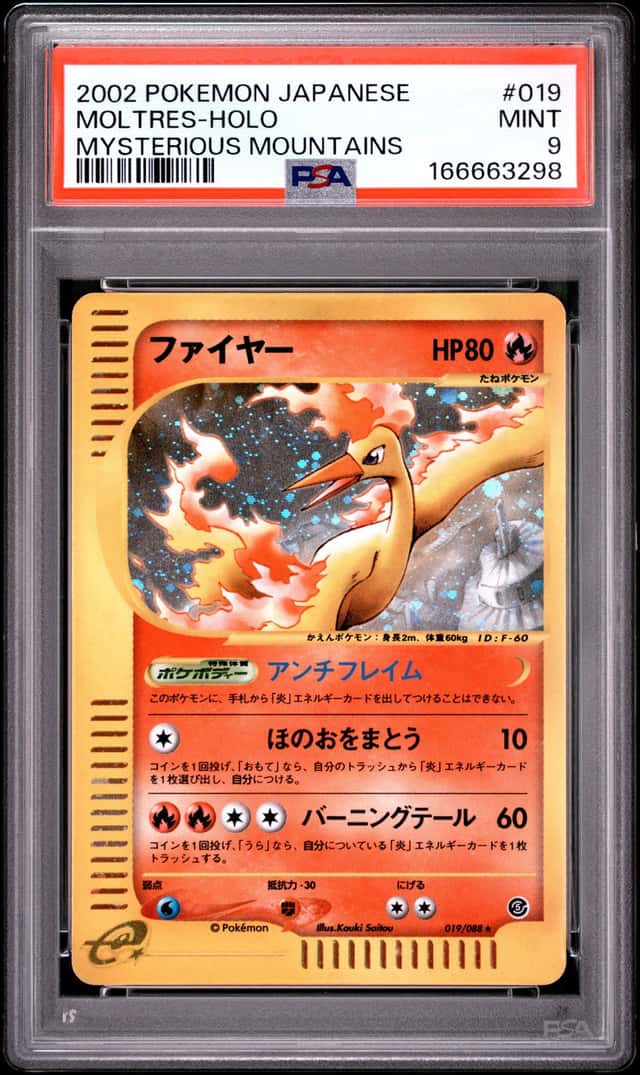 Pokemon PSA 9 Moltres Holo 2002 019/088 Mysterious Mountains Japanese