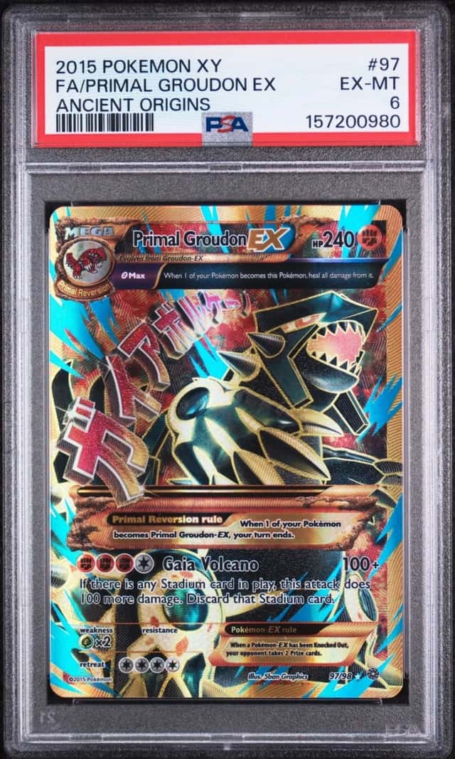 2015 POKEMON XY ANCIENT ORIGINS #97 FULL ART/PRIMAL GROUDON EX PSA 6