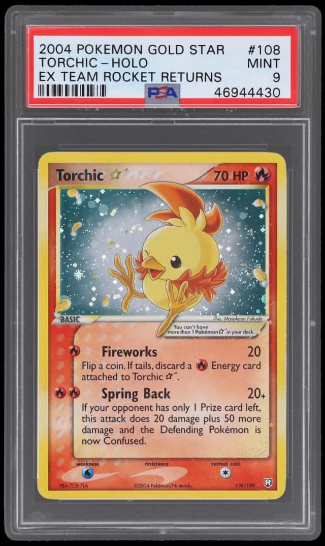 2004 Pokemon Ex Team Rocket Returns Holo Torchic Gold Star #108