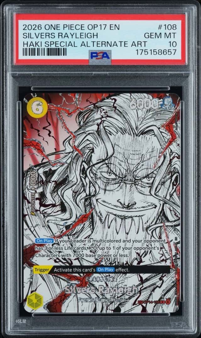2026 ONE PIECE OP17-THE WORLD'S STRONGEST WARRIORS #108 SILVERS RAYLEIGH PSA 10