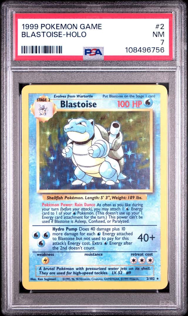 Pokémon TCG Blastoise Base Set 2/102 PSA 7 Nm 1999 Unlimited Holo Wotc Vintage