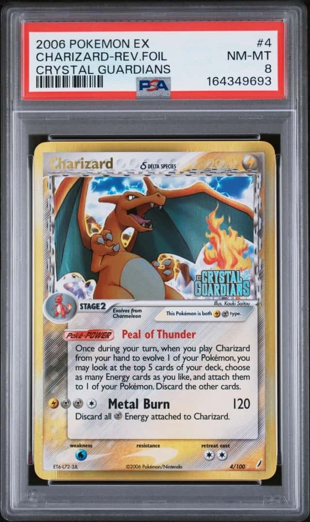 2006 POKEMON EX CRYSTAL GUARDIANS #4 CHARIZARD-REVERSE FOIL PSA 8