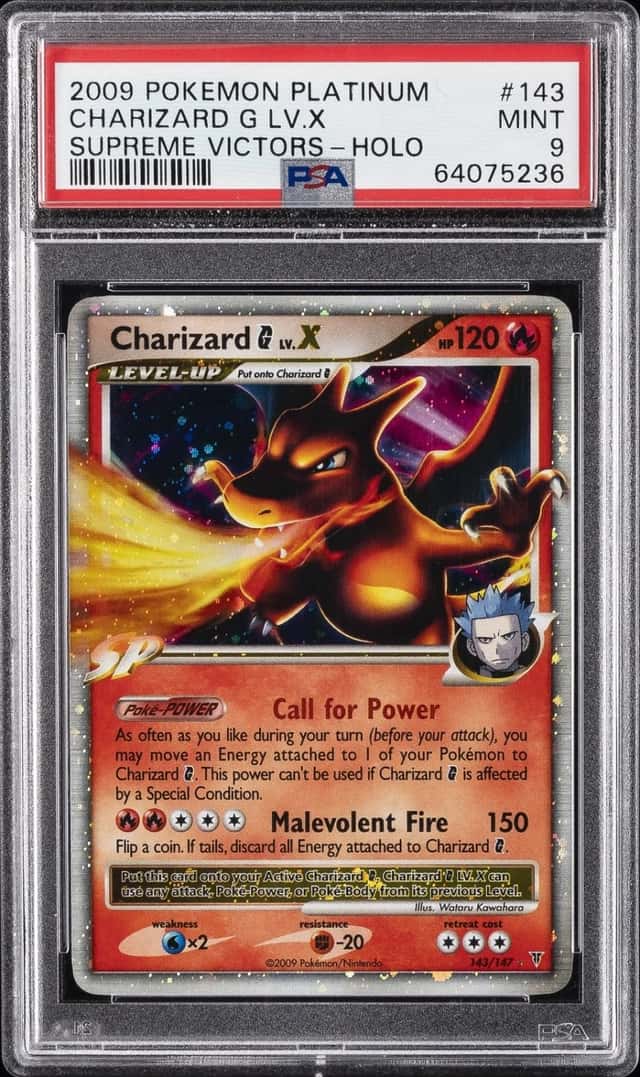2009 POKEMON PLATINUM SUPREME VICTORS #143 CHARIZARD G LV.X-HOLO PSA 9