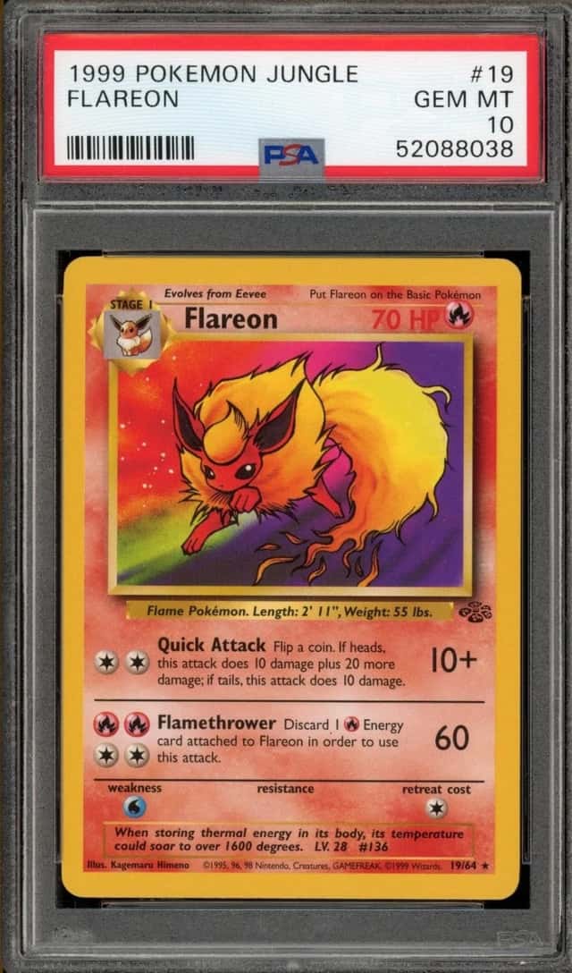 Pokemon Flareon Jungle Unlimited 19/64 PSA 10 Gem Mint