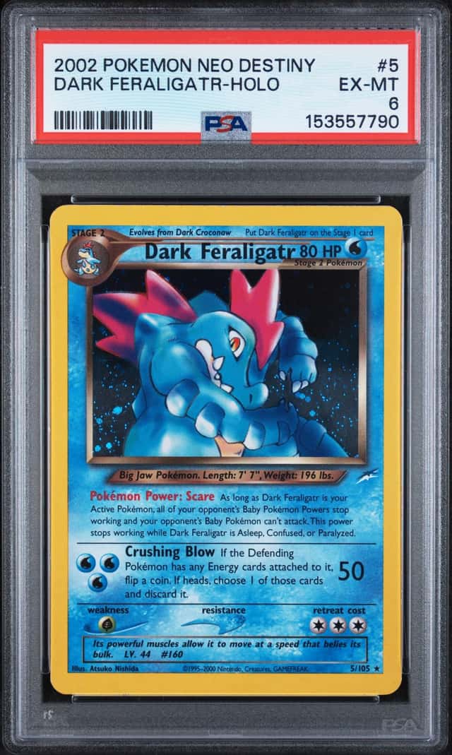 2002 POKEMON NEO DESTINY #5/105 DARK FERALIGATR HOLO PSA 6