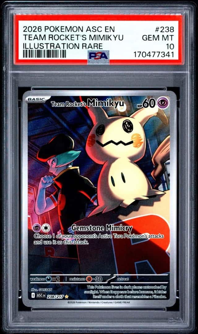 2026 POKEMON ASCENDED HEROES ILLUSTRATION RARE #238 TEAM ROCKET'S MIMIKYU PSA 10