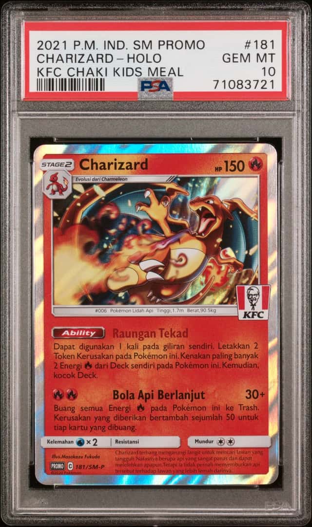 2021 POKEMON INDONESIAN SM PROMO #181 CHARIZARD-HOLO KFC CHAKI KIDS MEAL PSA 10