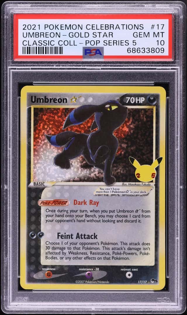 2021 Pokemon Sword & Shield Celebrations Classic Holo Umbreon Gold Star #17 PSA 10 GEM MINT