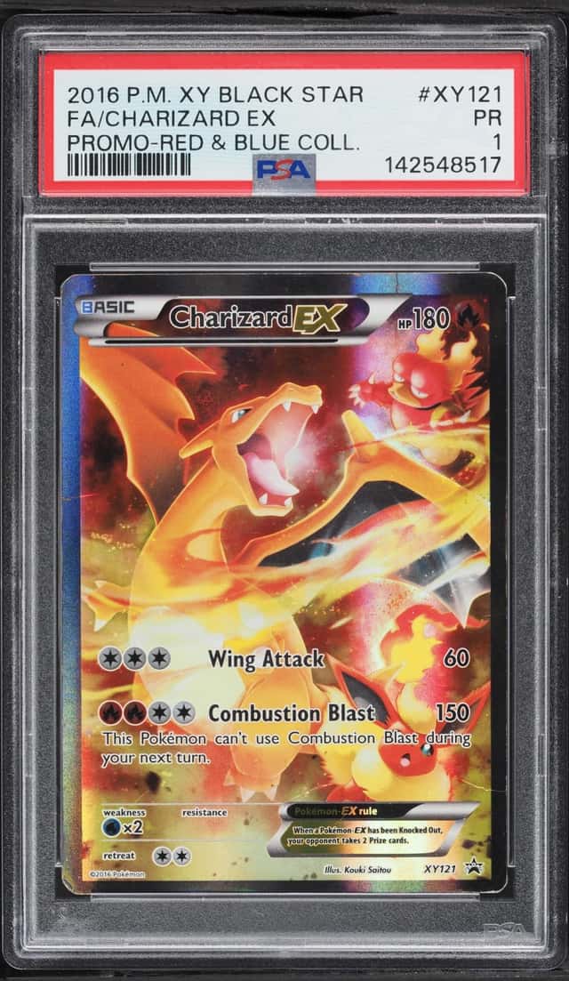2016 Pokemon XY Black Star Promo Red & Blue Collection Full Art Charizard EX #XY121 PSA 1 PR