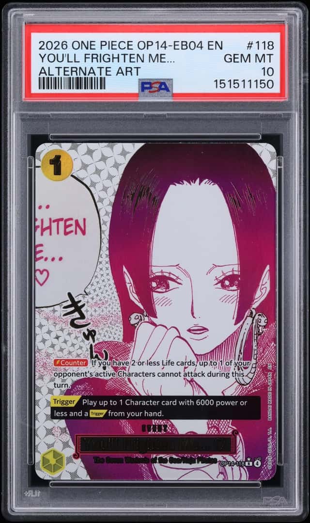 2026 One Piece The Azure Sea's Seven Manga Alt Art You'll Frighten Me... #OP14-118 PSA 10 GEM