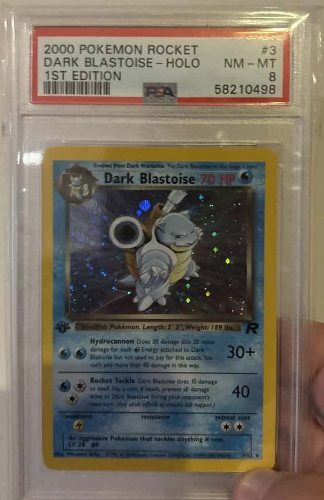 Pokémon TCG Team Rocket Dark Blastoise 3/82 1st Edition Holo PSA 8 (2000)