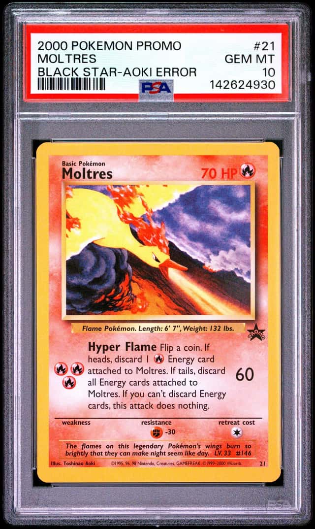 Gem Mint PSA 10 Moltres #21 Wotc Black Star Promo EN Holo 2000 Aoki